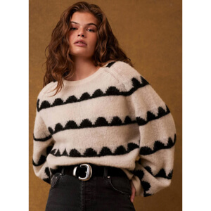 Mint Velvet Cream Scallop Stripe Jumper